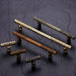 Vintage Antique Bronze Cabinet Handles and Knobs Drawer Knob Wardrobe Door Pulls Chinese Style Furniture Hardware