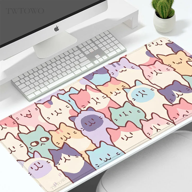 Mouse Pad Gaming Cute Kawaii Cat XL New Custom Large Mousepad XXL Mouse Mat Non-Slip Natural Rubber Laptop Desktop Mouse Pad