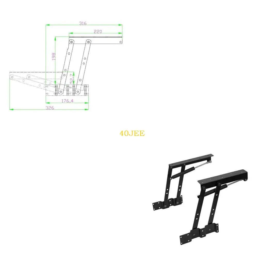 

40JE 2Pcs DIY Lift UP Spring Hinge Lift Up Coffee Table Top Foldable Mechanism Hardware Furniture Lift Folding Cabinet Hinge