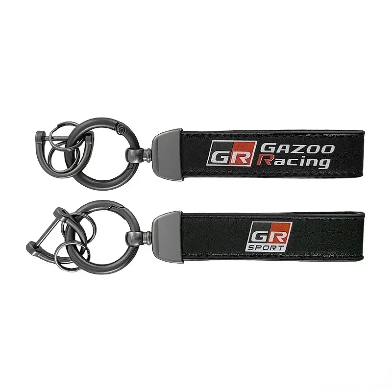 Leather Car Keychain Key Rings for Toyota GR Sport Gazoo Racing Supra Yaris 86 Corolla RAV4 Avensis Prado Prius Auto Accessories