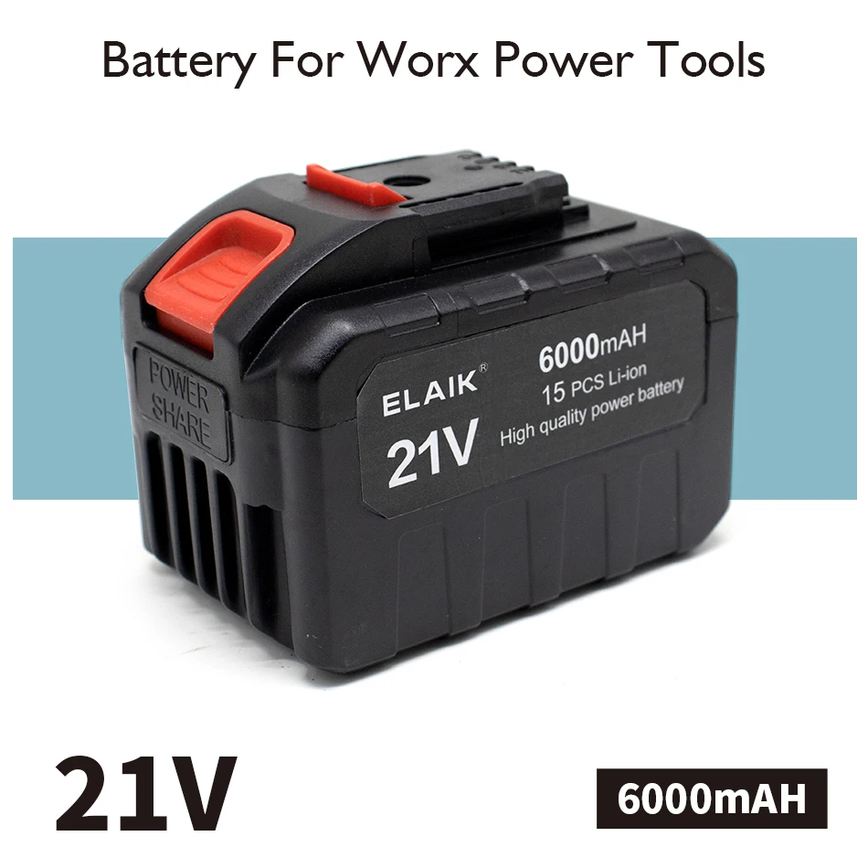 High Quality High Capacity 6Ah 4Ah 2Ah for Worx 21V Electric Scissors Electric Saw Lawn Mower Battery Pack