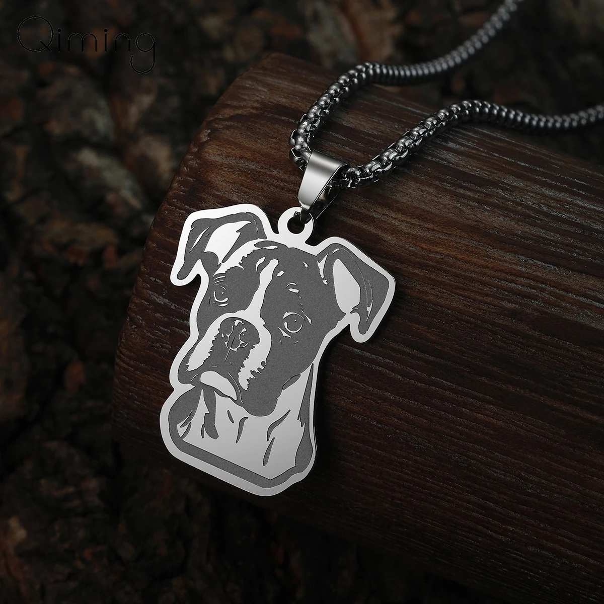 Stainless Steel Boxer Cute Animal Dog Necklace For Women Men Vintage Jewelry Punk Pendant Necklaces Gift