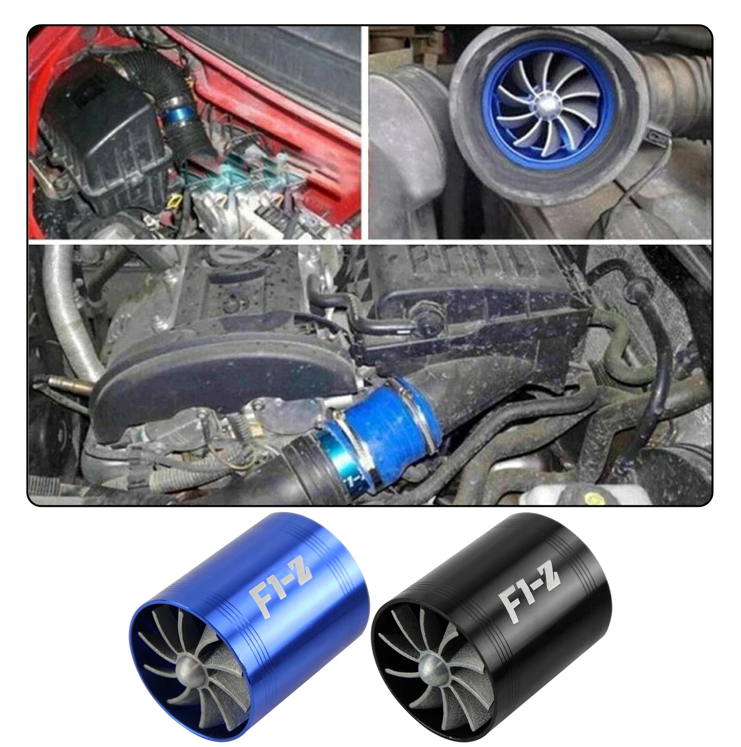 

Universal Intake Turbine Air Intake Turbo Fan Power Performance Booster Fuel Saver Easy Install for Most Cars SUV Truck