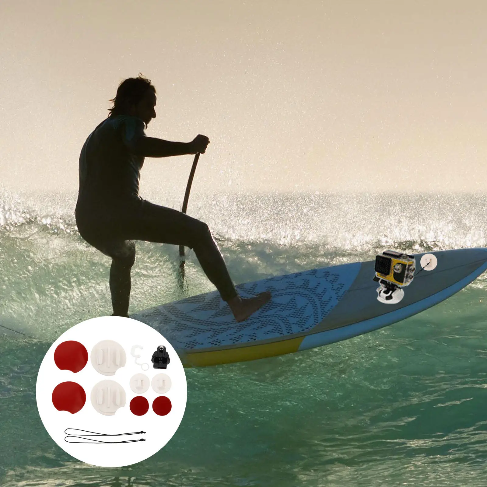 1Set Weather-Resistant Surfboard Mount Set for Action Camera Use on Surfboards Kayaks Stand-Up Paddle Boards Boat Decks