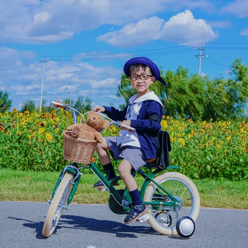 

2025 New Ins Style Children's Bicycle Retro Sturdy Bicycle 3-6 Years Old Girl Baby Bicycle with Auxiliary Wheel