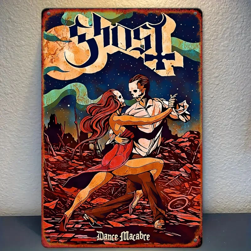 1 unidad, cartel de chapa de Metal Retro con tema Ghost Pas de Deux "Dance Macabre", 8x12 pulgadas, obra de arte pintada sin marco, hierro de estilo Vintage