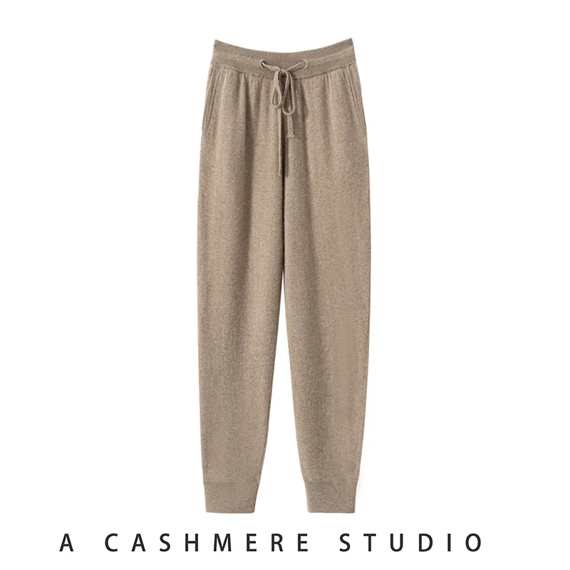 Высокое качество, 100% кашемировые брюки, мужские брюки с высокой талией, осень-зима, новые повседневные вязаные леггинсы, теплые модные свободные мужские брюки