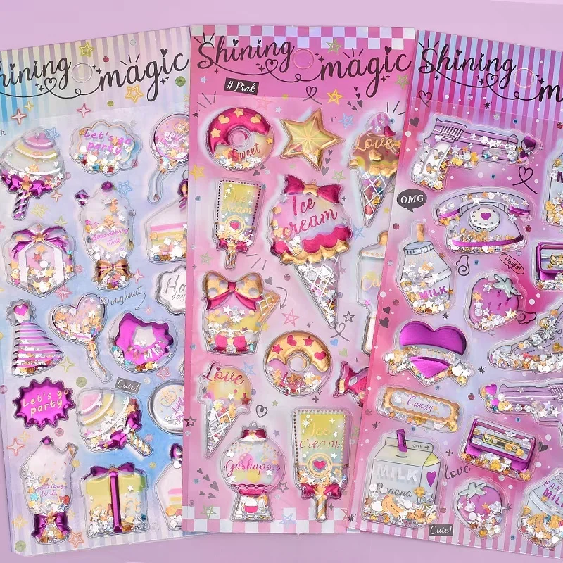 

4 шт. случайные милые блестящие волшебные 3D капсульные наклейки для скрапбукинга Diy журнал канцелярские наклейки подарок школьные принадлежности