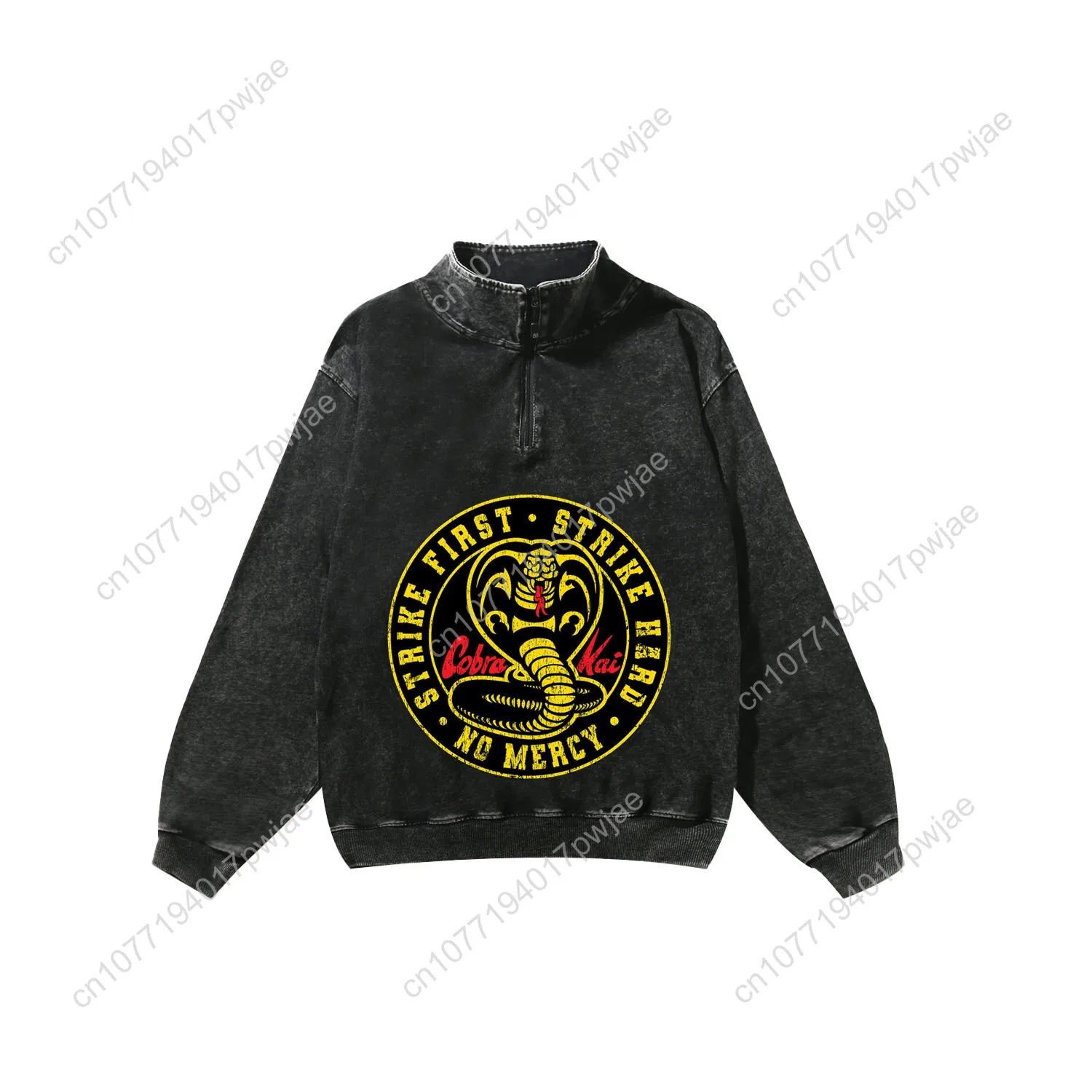 Cobra Kai Custom Retro Sweatshirt Mans Womans Half Zipper Vintage Sweat Shirt Photo Custom Made Tops