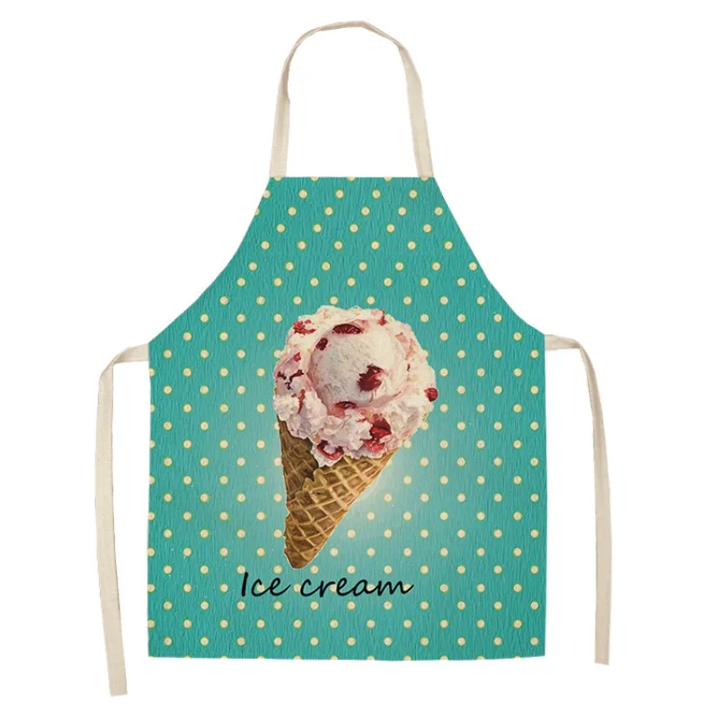 Small Cake Cartoon Cake Ice Cream Print Apron Household Cleaning Women Kitchen Cleaning Apron Parent Child Cleaning Apron