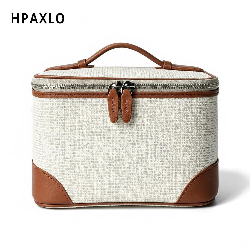 Neue Damen-Kosmetiktasche aus Canvas, hochwertigem Leder, große Reisehandtasche, Organizer, Damen-Toilettentasche, Luxustasche – Detail 20