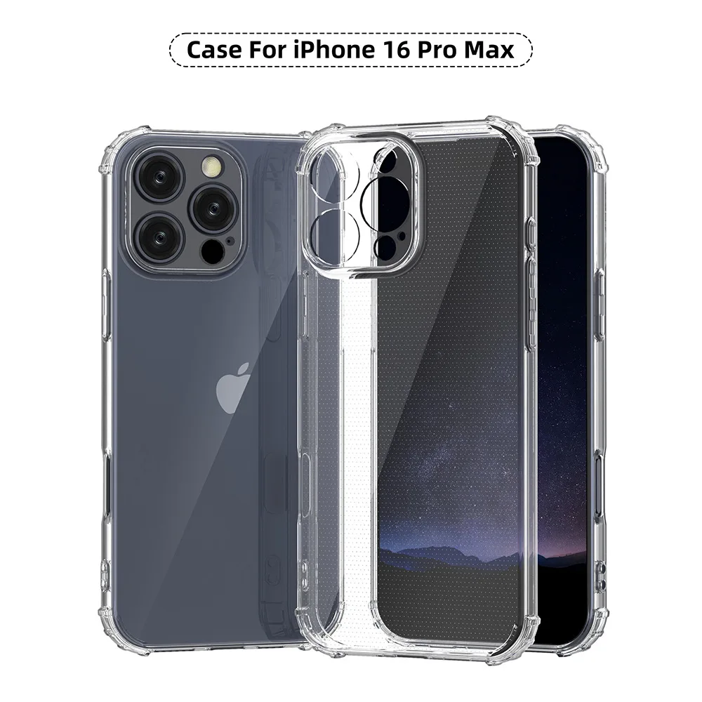 Fallschutz Airbag Soft Case für iPhone 16 Pro Max Funda iPhone 16 iPhone 16 Plus stoßfeste klare transparente Abdeckung Hüllen – Detail 3