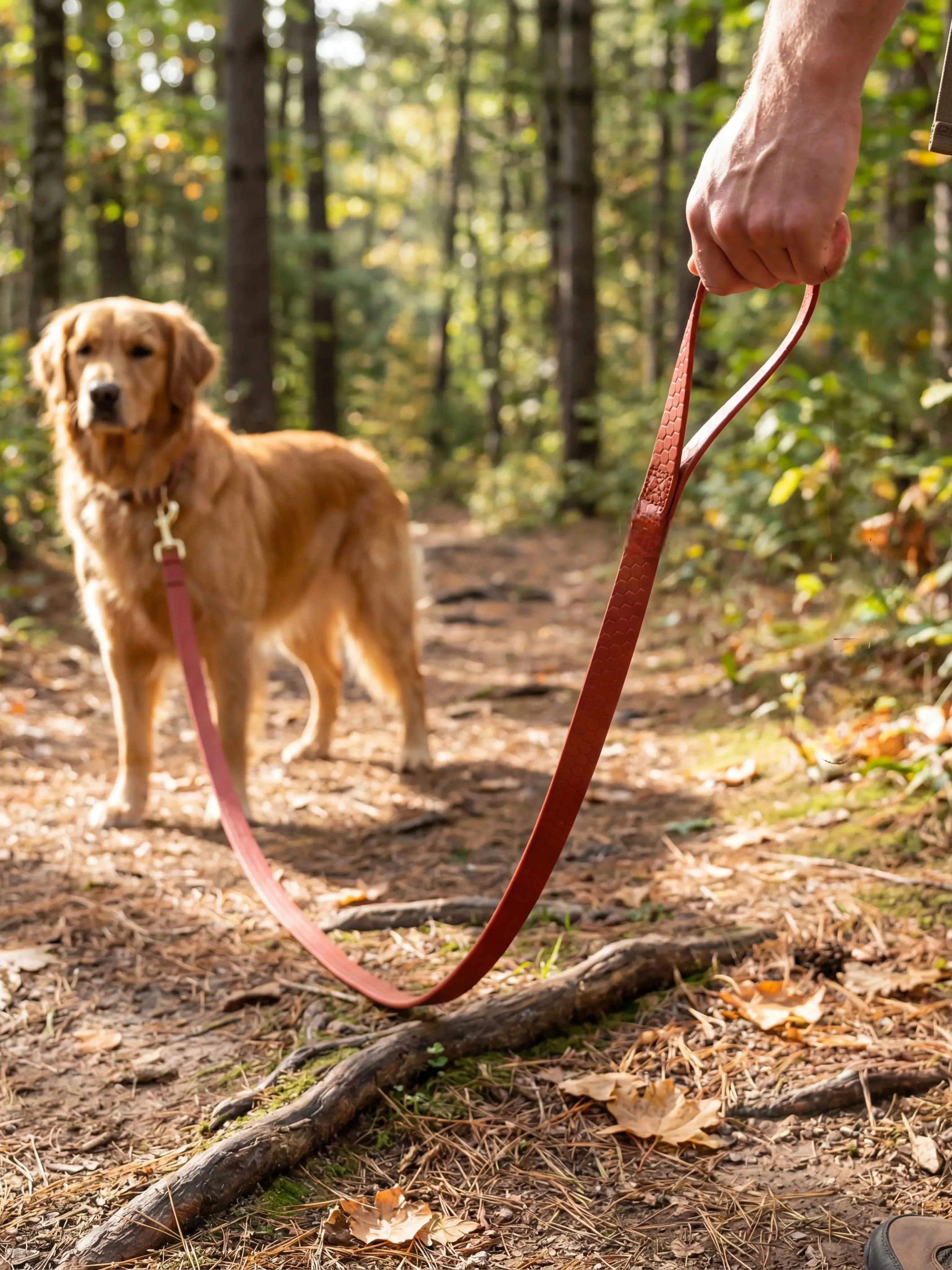 Laisse pour chien imperméable en pvc texturé avec boucle dorée_voghion.com