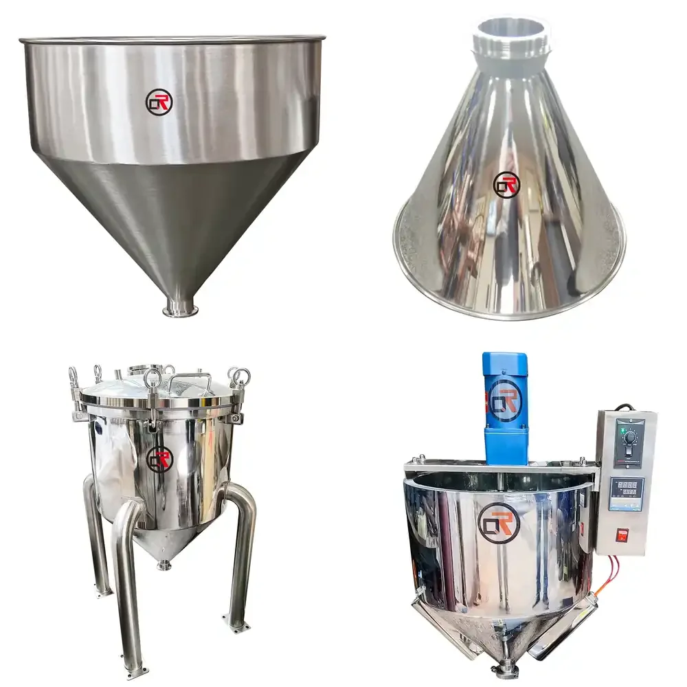 304 Stainless Steel Feed Dropping Food Machinery Large Powder and Liquid Sitter Funnel Funnel Large-Diameter Conical Hopper