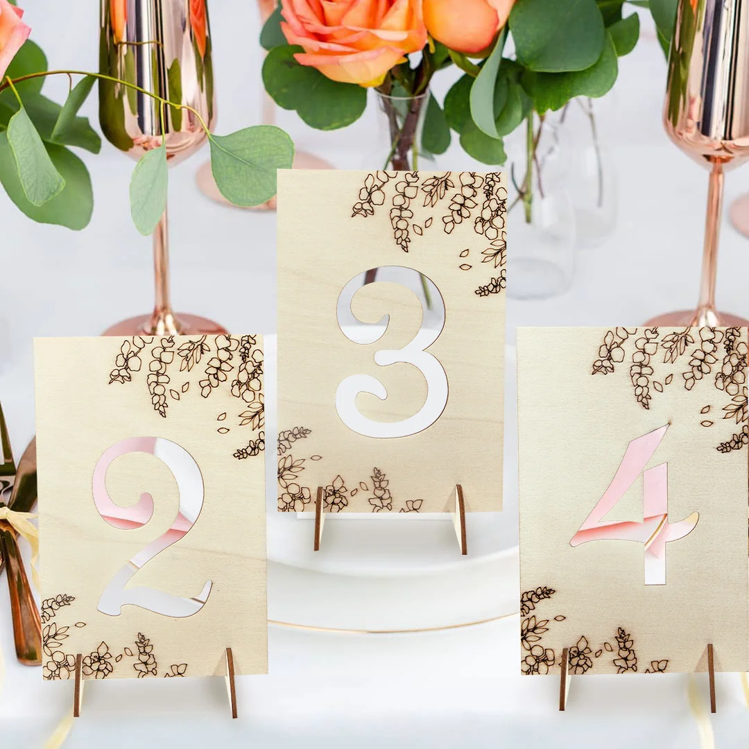 10Pcs Wooden Signs Card 1-10 Table Seat Numbers Sign for Wedding Event Birthday Party Decorations Place Card Holders Supply