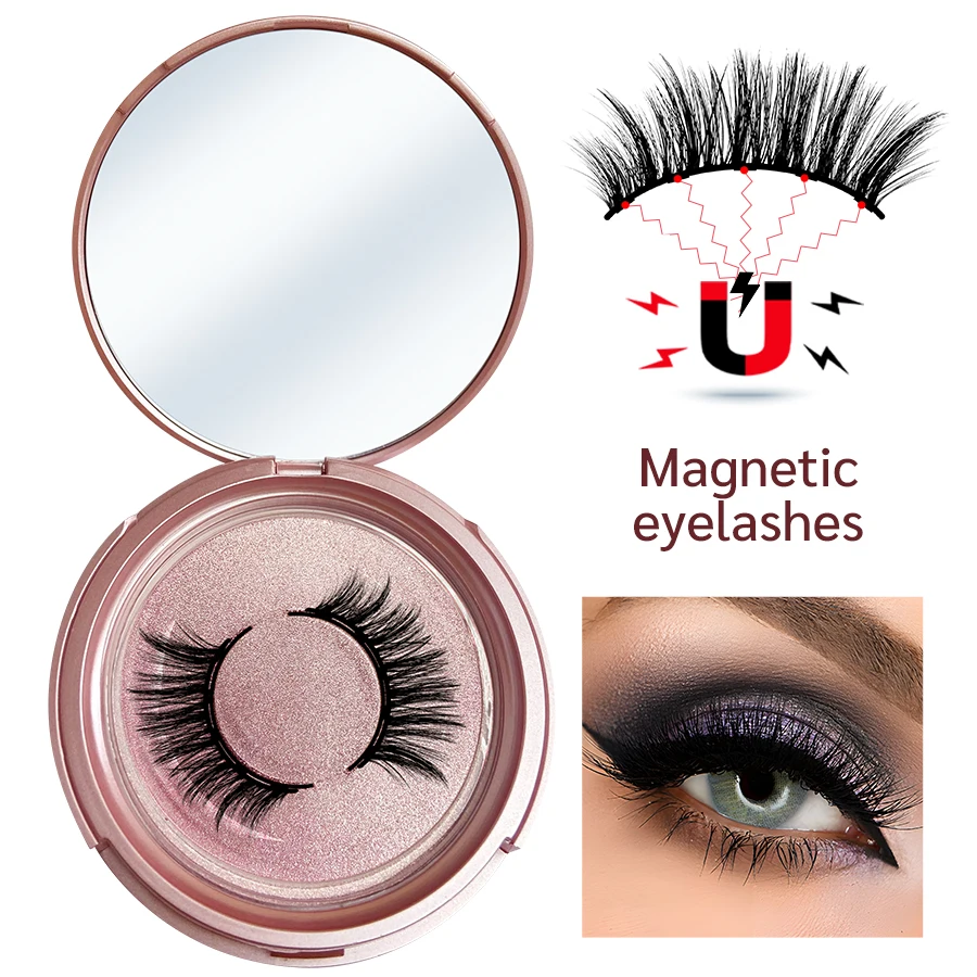 Kit de pestañas magnéticas y delineador de ojos, pestañas postizas magnéticas 3D reutilizables, 1 par
