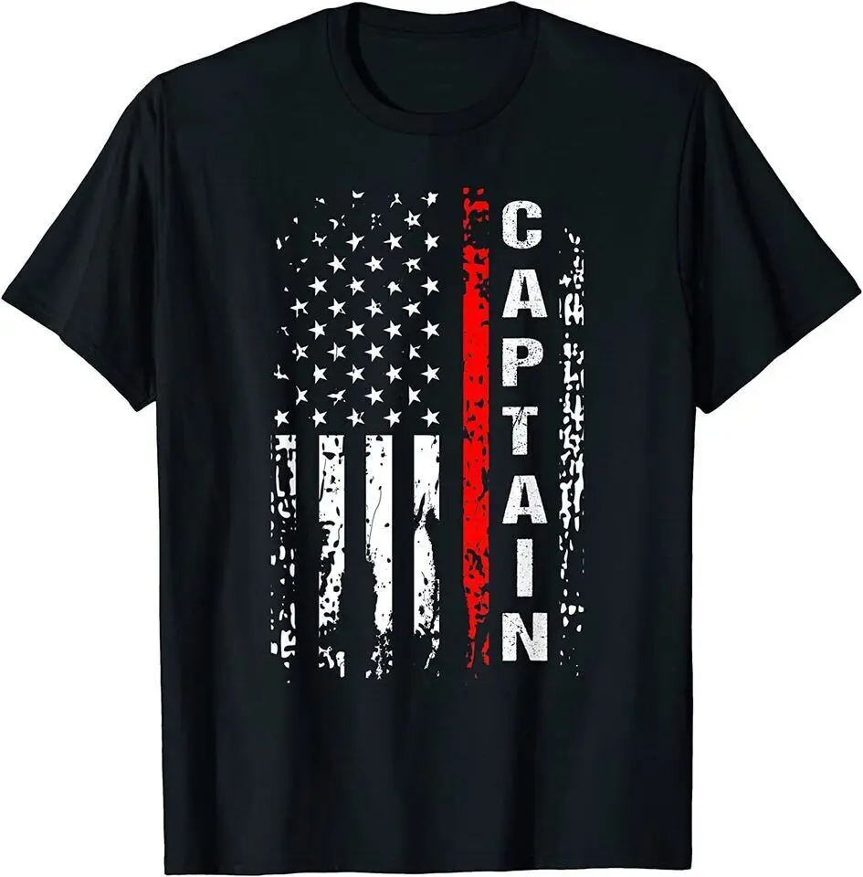 New Firefighter Captain American Flag Captain Chief Unisex Funny T-Shirt USA Tee