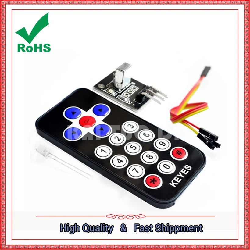 Kit de Control Remoto Infrarrojo Inalámbrico, Módulo de Control Remoto para Robot (Control Remoto + Placa Receptora)