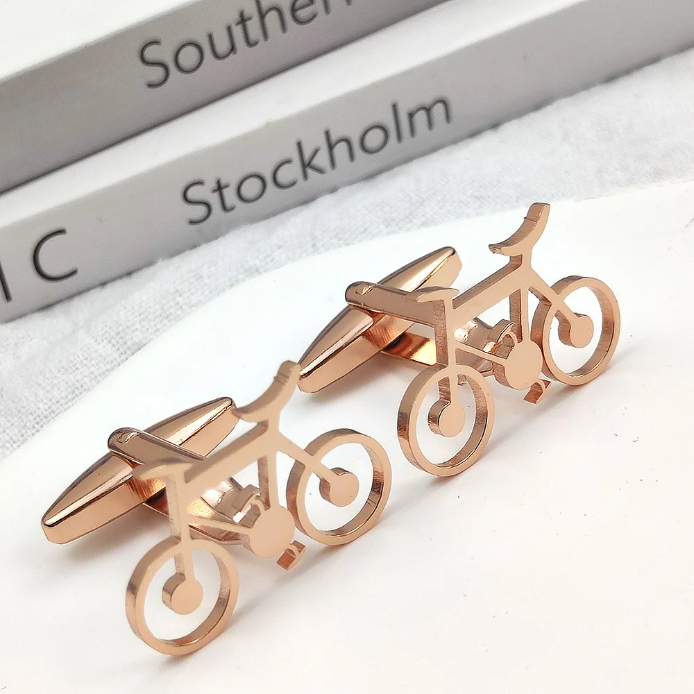 Mens Bicycle Cufflinks Stainless Steel Sport Bike Cuffs Button for Male Husband Gifts Luxury Design Clothes Wedding Jewelry