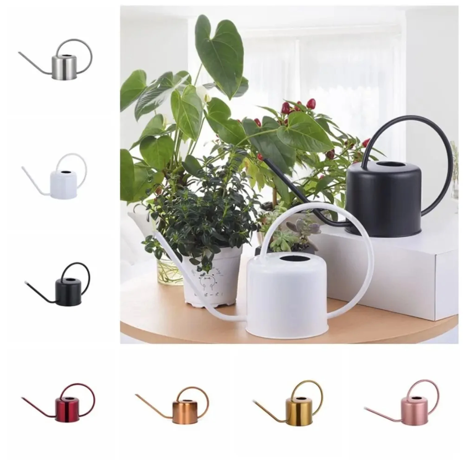 Comfortable Large Capacity Stainless Steel Watering Can Rustproof Leakproof Watering Pot with 1.3L Capacity and Long Spout