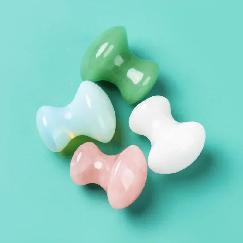 天然ローズクォーツ翡翠キノコ型フェイシャルマッサージストーンスクレーパーフェイスマッサージローラーかっさボードフェイススキンリフティングツール