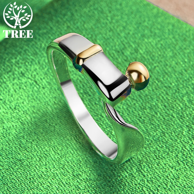 Unique 925 Sterling Silver Women Golden Beads Rings Fashion Party Engagement Wedding Anniversaries Charm Jewelry Birthday Gift