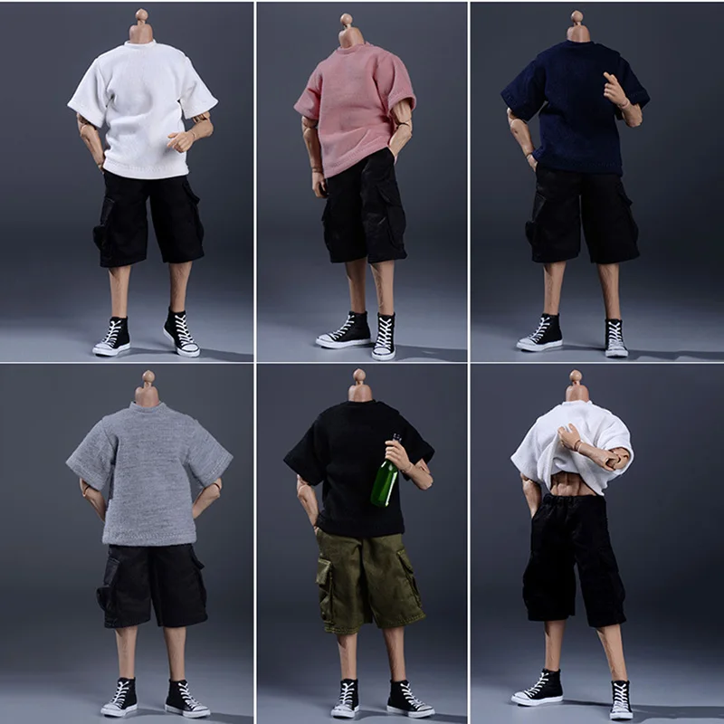 1/12 Scale Men's Figure Accessory Trend Tooling Shirt Loose Multi-pocket Shorts Pants Cargo Shorts Overalls for 6 inches Body