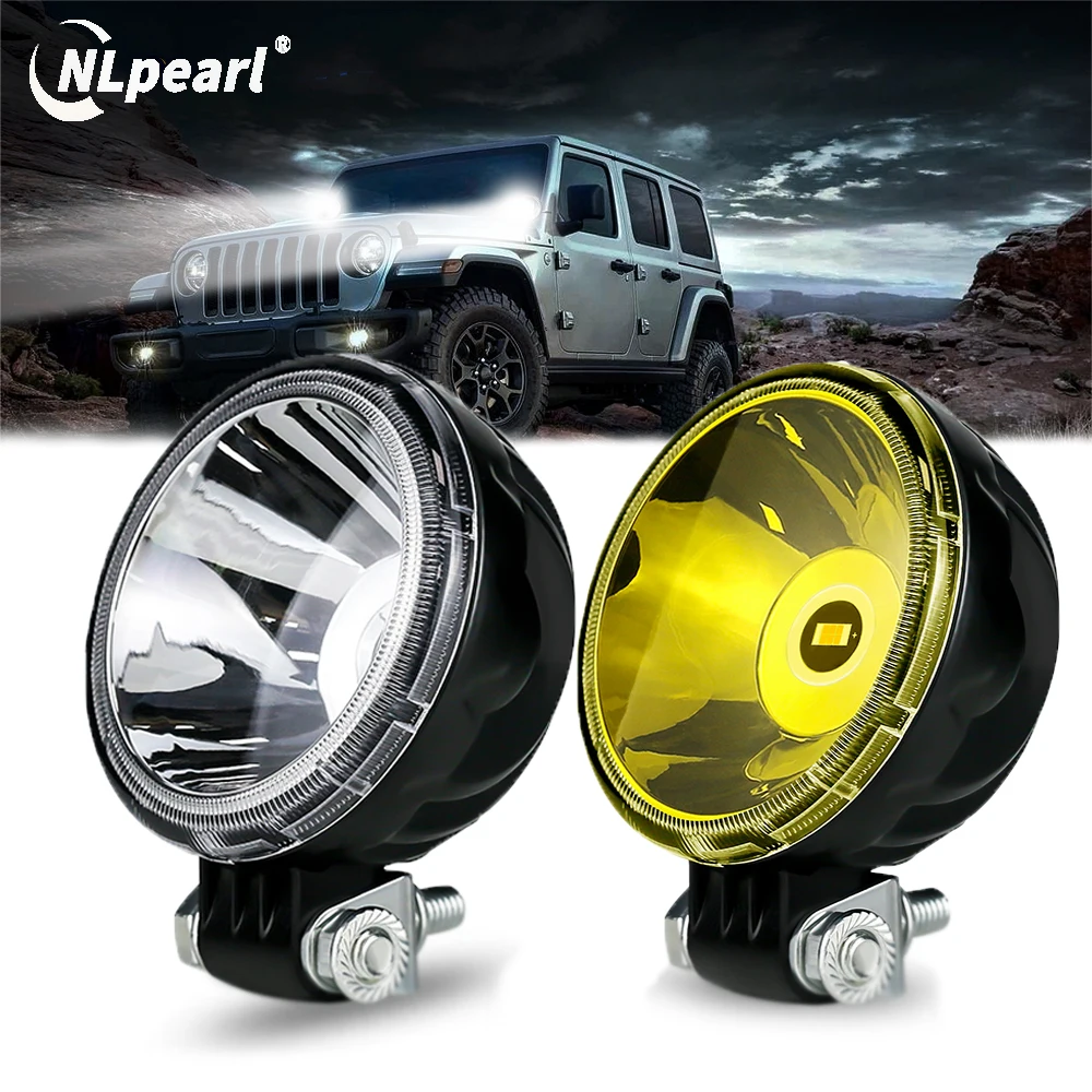 NLpearl 2pcs 3 Inch Led Work Light Spotlight 4x4 Offroad For Motorcycle Car ATV Race Dirt Bike Pickup Truck Boat Round Fog Light