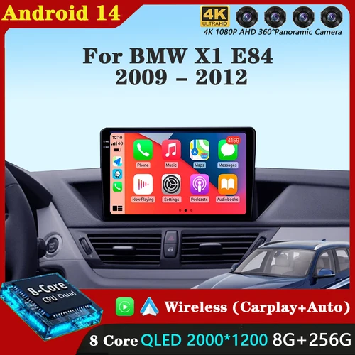 Radio Multimedia con Gps para coche, reproductor de vídeo con Android 14, CarPlay, 2 din, sin dvd, QLED, DSP, WIFI, para BMW X1, E84, 2009 - 2012