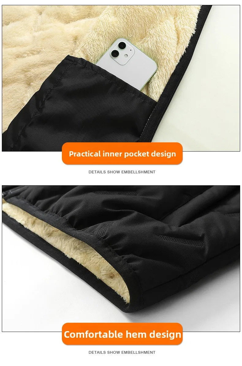 Herrenweste für Herbst und Winter, winddicht und warm, verdickte Kleidung, Stehkragen, warme Oberbekleidung – Detail 10