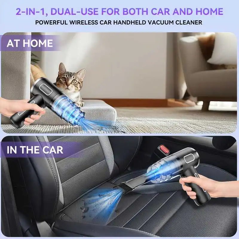 Portable Wireless ABS Car Vacuum Cleaner - Powerful Mini Cleaning Machine for Home And Carpet Dust Extraction Home Appliance