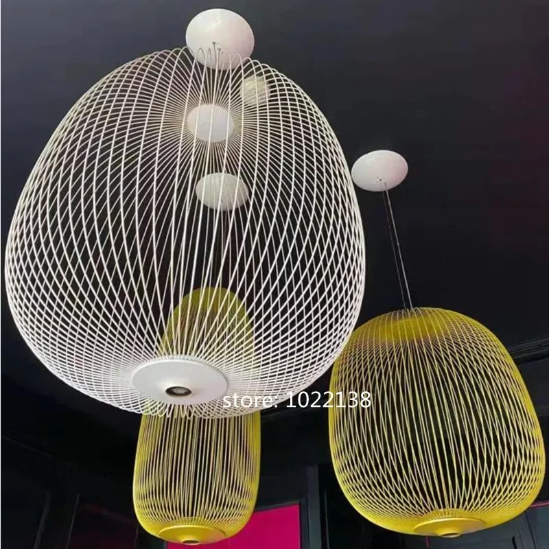 

Remote Foscarini Spokes 1/2 Chandeliers Lighting Modern Triac Dimmable LED Pendant Lamp Bird Cage lustre Hanging Light Fixtures