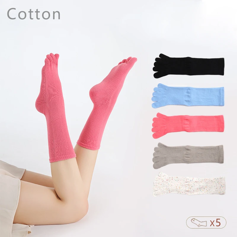 

5 Finger Socks Women's Solid Thick Cotton Sweating Toe Sock Korean Style Autumn Winter Trendy Business Sports Fitness Toe Socks