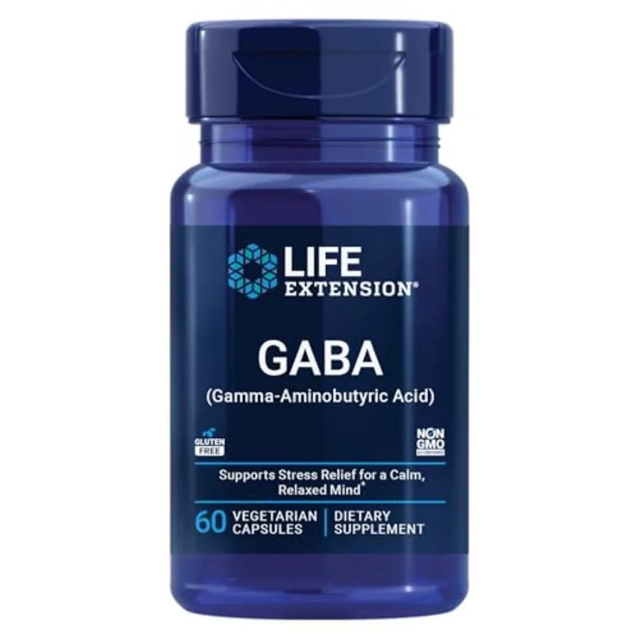 

GABA, Stress Support, GABA Supplement, Mood Support, Sleep, Relaxation, Gluten-Free, Non-GMO, Vegetarian, 60 Capsules