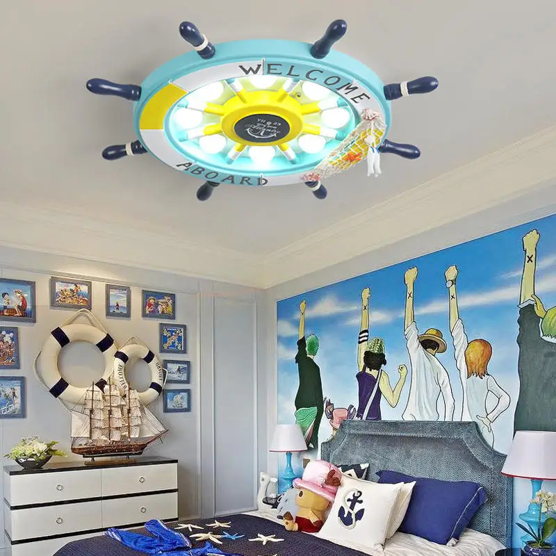 Children's Room Ceiling Light Pirate Ship Rudder Light LED Ceiling Light Boys Bedroom Ceiling Home Ceiling Light Decoration