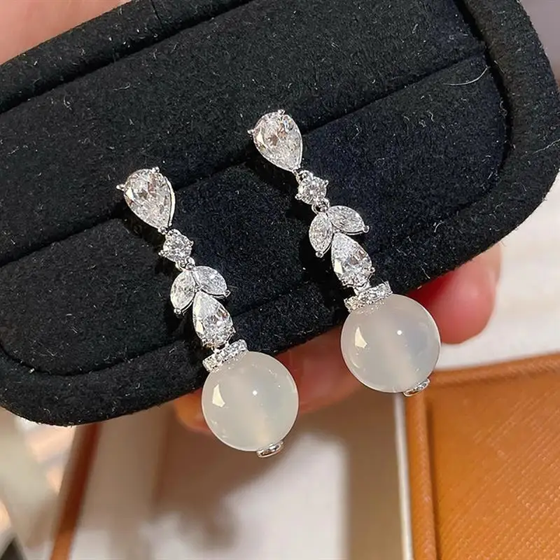 Huitan Simple Style Women Drop Earrings Inlaid Bright CZ Fashion Aesthetic Wedding Engagement Accessories Elegant Jewelry Gift