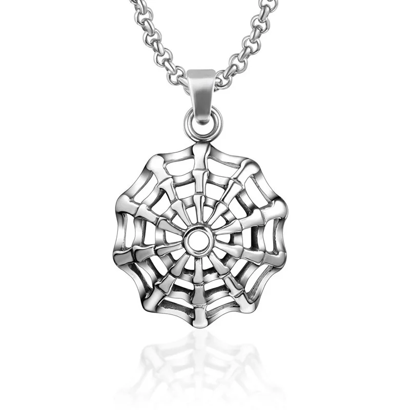 Spider Web Stainless Steel Men Women Necklaces Pendants Chain Unique Punk Trendy Fashion Jewelry Creativity Gift Wholesale