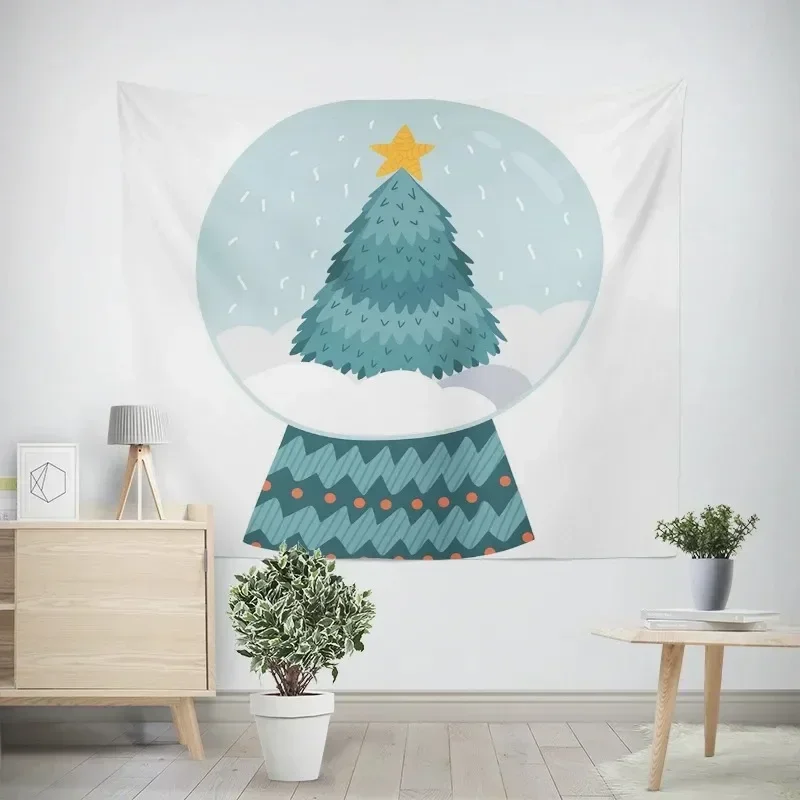 1pc Christmas New Year Crystal Ball Pattern Tapestry Living Room Sofa Car Interior Decoration Tapestry  With lines can DIY