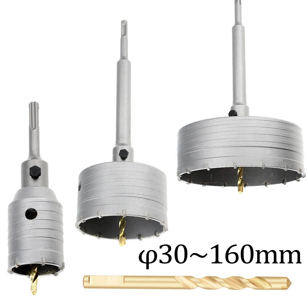 ​Drill Bit φ30~160mm SDS Plus , M22 Thread SDS Plus Adapter 120mm/220 mm and Pilot Drill 8 x 110 mm, Wall Hole Saw Drill