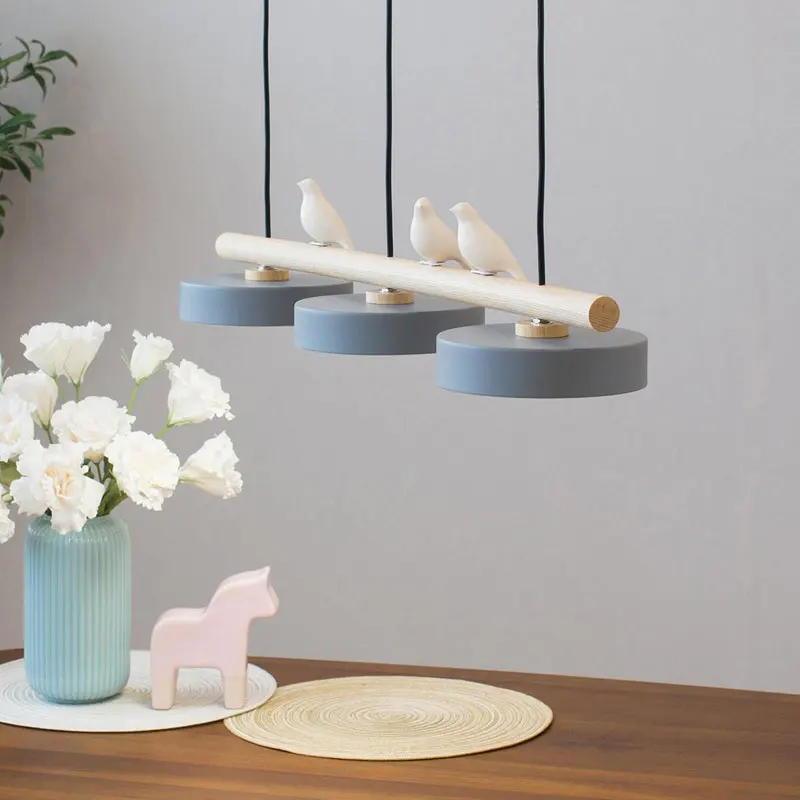 Nordic Restaurant Chandelier Modern Led Minimalist Dining Tables Creative Personality Macaron Iron Bird Decoration Droplight