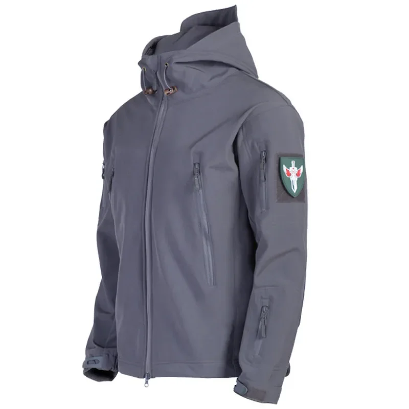 

5XL 6XL New Multiple Pockets Outdoor Sharkskin Softshell Rushing Jacket Suit Men's Fan Windproof Padded Mountaineering Jacket