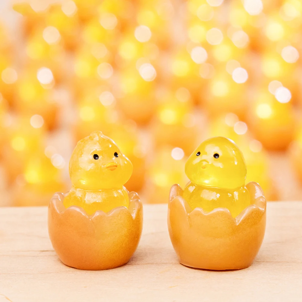 

10 Pcs Night Glow Chick Mini Resin Animal Diorama Garden Decor Landscape nament Easy Maintenance Miniature Figurine