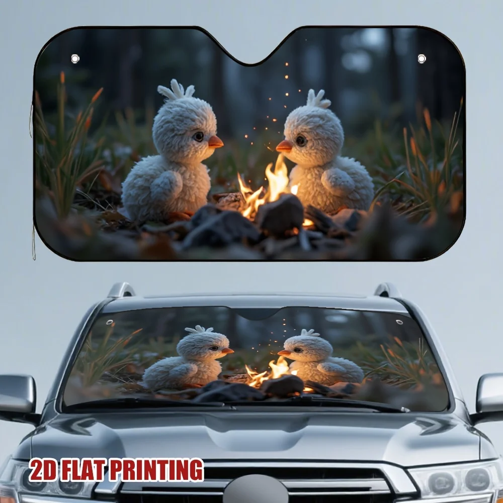 1pc Snowy Campfire Night Backpack - Spacious & Durable, Ideal For Long Hours At Work & Daily Outings, Features Adorable Chick De