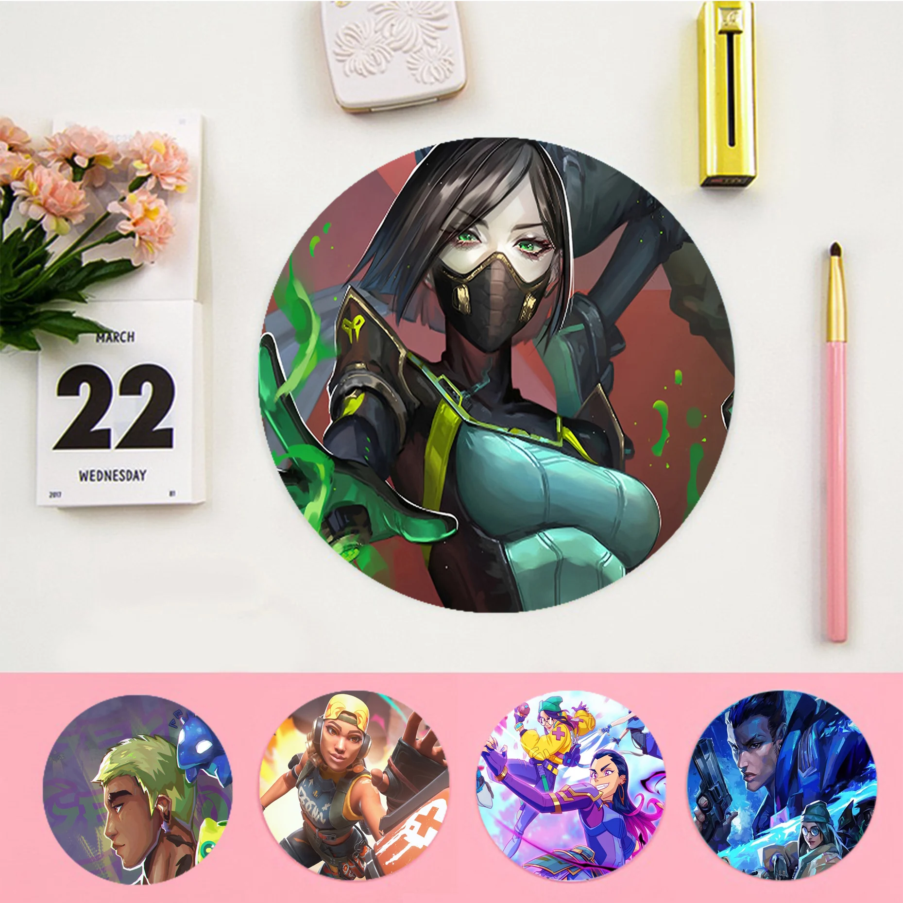 Valorant Game Mousepad DIY Round Thickened Mouse Pad Oversized Gaming Keyboard Table Mat Desk Set Accessories Desktop Mat