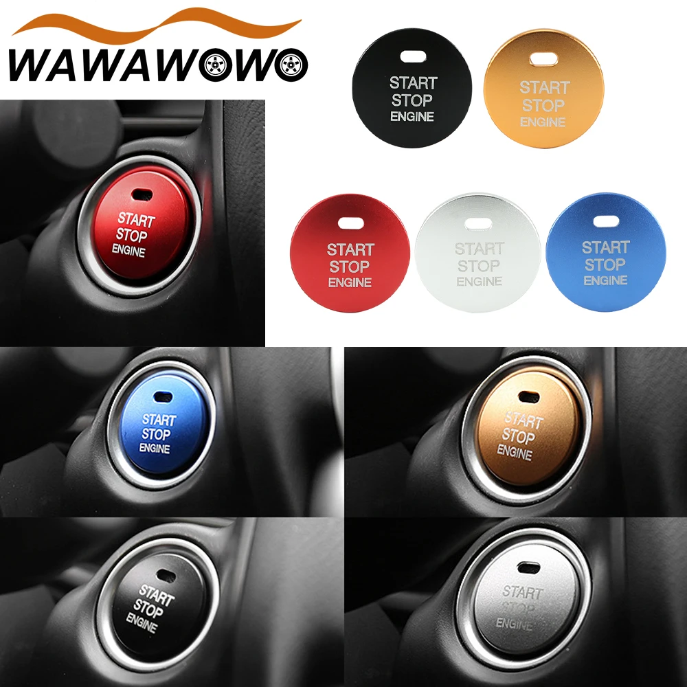 

1Pcs Real Carbon Fiber Cover Cap Compatible Car Interior Emblem Ring Sticker Automotive Parts Start Stop Engine Ignition Button