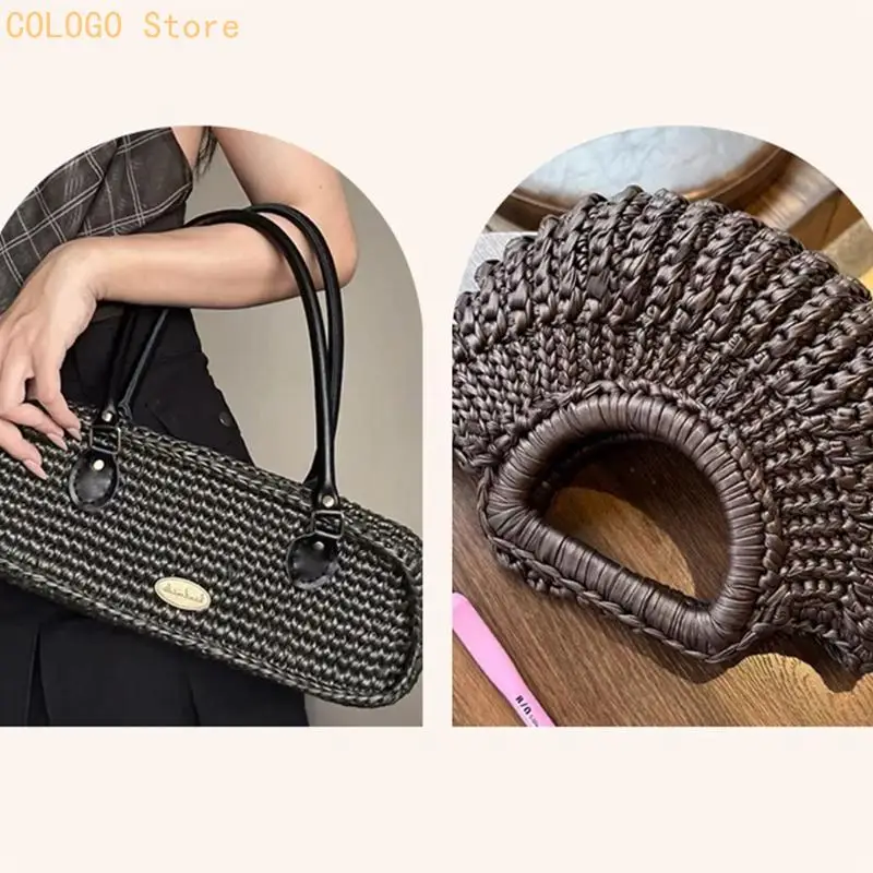 200G Per Roll Crochet Bag Weaving Supply Cord Roll with Flat Faux Leather Look D0LD