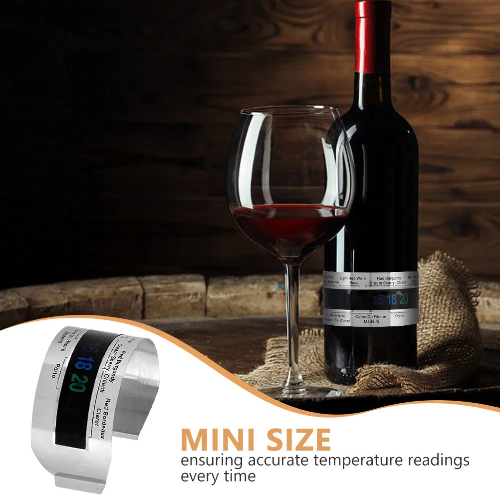 Stainless Steel Wine Temperature Bracelet Digital Reading Flexible Fit Bottle Thermometer Kitchen Temperature Gauge Liquid