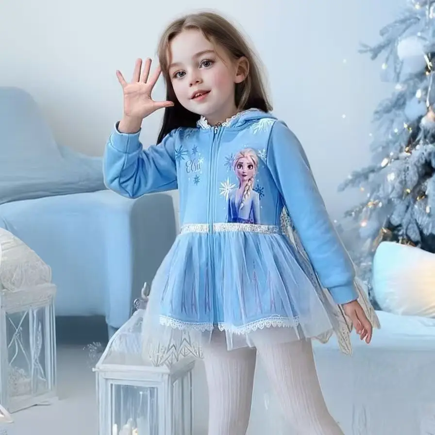 

Весенне-осенняя куртка для маленьких девочек, детское пальто на молнии, платье принцессы с принтом «Холодное сердце Эльзы», детская одежда, верхняя одежда, пижамные топы