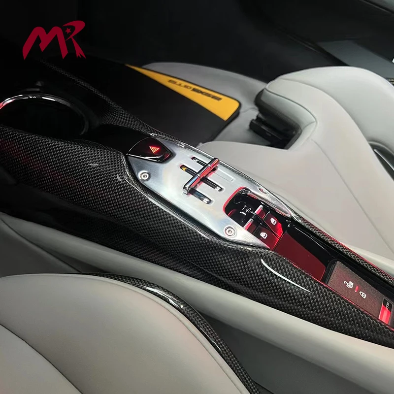 Capa Decorativa de Fibra de Carbono Genuína para Painel de Botões de Câmbio do Console Automotivo, Acessórios Internos para Estilo OEM 296