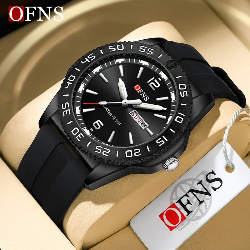 

OFNS 8015 New High end Brand Men's Watch Fashionable Sports Waterproof Quartz Watch Date Double Screen Night Glow Men's Watch